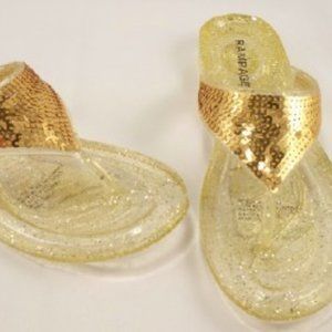 Rampage Sandals Glitz Gold Glitter Jelly Flip Flop